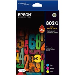 EPSON 802XL INK CARTRIDGE HIGH Yield Colour Value Pack CMY