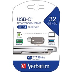 VERBATIM On The Go USB-C Dual Flash Drive 32GB