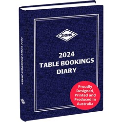 ZIONS TABLE BOOKING DIARY TBD A4 2 pages to a day Lunch Dinner Blue Hard cover