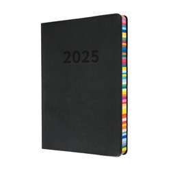 COLLINS EDGE RAINBOW DIARY A5 Week to View Charcoal Black Clearance Stock#