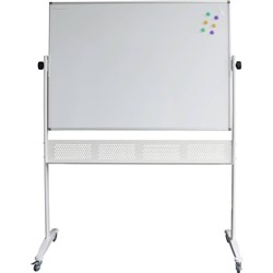 FNX MOBILE WHITEBOARD Double Sided 1800 x 1200mm Castors On Stand Magnetic