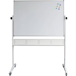 FNX MOBILE WHITEBOARD Double Sided 1200mm x 900mm Castors On Stand