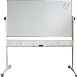 FNX MOBILE WHITEBOARD Double Sided 1500 x 900mm Castors On Stand