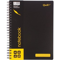 QUILL NOTEBOOK RULED A4 7mm 70gsm 240 Pages Poly Black 10513A
