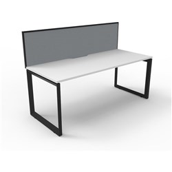 DELUXE OFFICE DESK WITH SCREEN 1200W x 750Dmm White Top Black Loop Leg Frame