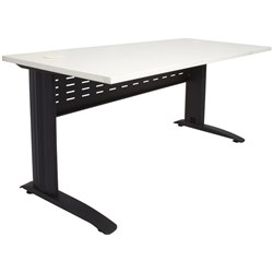 FNX RAPID SPAN OFFICE DESK 1200W x 700mmD x 730H mm Cable Holes w/ White Top Black Frame
