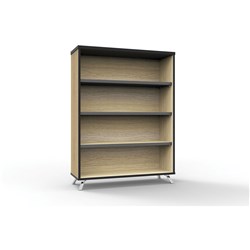 FNX INFINITY BOOKCASE 900W x 315D x 1200mmH 3 Shelf Oak With Black Edge