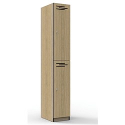 FNX INFINITY MELAMINE LOCKER 2 Door 305W x 455D x 1850mmH Oak with Black Edging