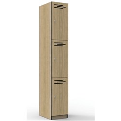FNX INFINITY MELAMINE LOCKER 3 Door 305W x 455D x 1850mmH Oak with Black Edging