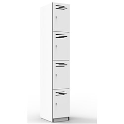 FNX INFINITY MELAMINE LOCKER 4 Door 305W x 455D x 1850mmH White with Black Edging