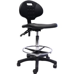 FNX LABORATORY DRAFTING STOOL Moulded Polyurethane Height Adjustable Black