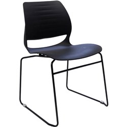 FNX VIVID VISITOR CHAIR Black Metal Sled Base Black Poly Shell