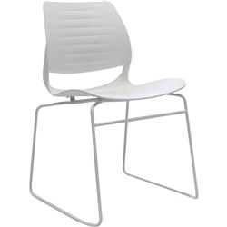 FNX VIVID VISITOR CHAIR White Metal Sled Base White Poly Shell