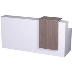 FNX URBAN RECEPTION COUNTER 2200Wx800Dx1150mmH White with Driftwood Panel