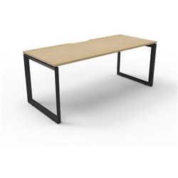 DULUXE OFFICE DESK 1800W x 750D x 730Hmm Natural Oak Top Black Loop Leg