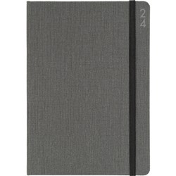 COLLINS DESIGNER DIARY Texture Fabric A5 Day to Page Charcoal