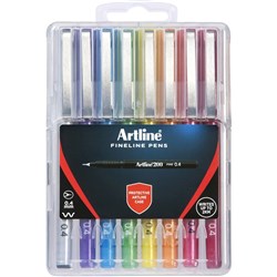 Artline 200 Fineliner Pen 0.4m Hard Case Assorted Pack Of 8