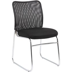 STUDIO MESH BACK VISITORS Chair With Chrome Sled Base Black Fabric
