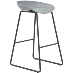 FNX ARIES BAR STOOL With Black Metal Frame And Polypropylene Grey Shell Seat