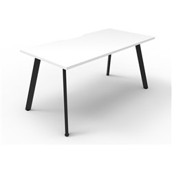 FNX ETERNITY OFFICE DESK 1500W x 750D x 730mmH White Top Black Splayed Leg