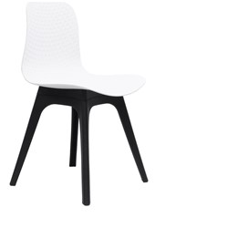 FNX LUCID BREAKOUT ROOM CHAIR Black Timber Leg White Patterned Poly Shell
