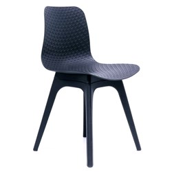 FNX LUCID BREAKOUT ROOM CHAIR Black Timber Leg Black Patterned Poly Shell