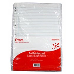 STAT. REINFORCED LOOSE LEAF Refill A4 Ruled Pk200