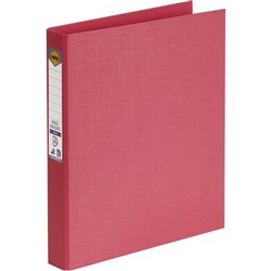 MARBIG PE LINEN BINDERS A4 2D Ring 25mm Coral