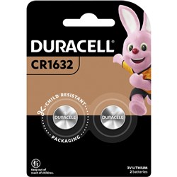 BATTERY DURACELL 1632 LITHIUM Coin Copper Top Pk2