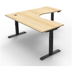 FNX BOOST+ ELECTRIC SIT STAND Corner Workstation 1800 x 1500 750D Oak Top Black Frame