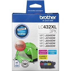 BROTHER LC432XL INK CARTRIDGE 3 Colour Pack High Yield