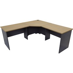 FNX CORNER DESK WORKSTATION 1800W x 1800W x 600D x 730H Oak / Ironstone 3 Piece