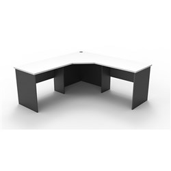 FNX CORNER DESK WORKSTATION 1800W x 1800W x 600D x 730H White / Ironstone 3 Piece