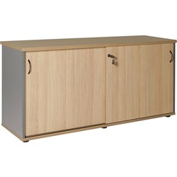 FNX CREDENZA SLIDING DOORS 1200W x 450D x 730mmH Oak/Ironstone