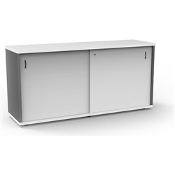 FNX RAPID WORKER CREDENZA 1200L x 450W x 730H Sliding Door White & Ironstone