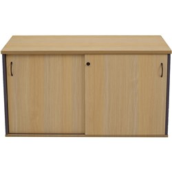 FNX RAPID WORKER CREDENZA 1500W x 450D x 730mmH Sliding Door Oak & Ironstone