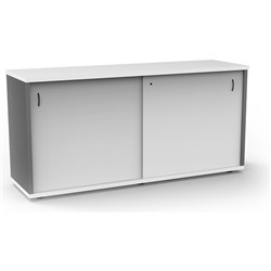 FNX RAPID WORKER CREDENZA 1500W x 450D x 730mmH Sliding Door White & Ironstone