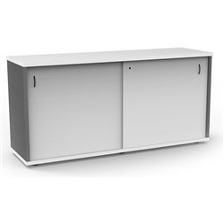 FNX RAPID WORKER CREDENZA 1800W x 450D x 730mmH Sliding Door White & Ironstone