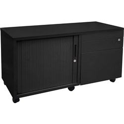 FNX LEFT HAND MOBILE CADDY Tambour Door 1050W x 500D x 615mmH Black