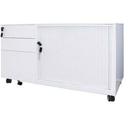 FNX RIGHT HAND MOBILE CADDY Tambour Door 1050W x 500D x 615mmH White