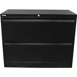 FNX GO LATERAL FILING CABINET 2 Drawer 900W x 473D x 705mmH Black