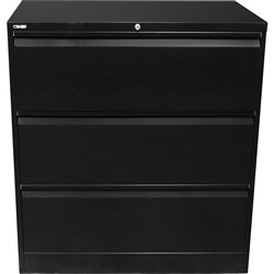FNX GO LATERAL FILING CABINET 3 Drawer 900W x 473D x 1016mmH Black