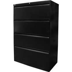 FNX GO LATERAL FILING CABINET 4 Drawer 900W x 473D x 1321mmH Black