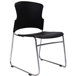 FNX ZING VISITOR CHAIR Chrome Sled Base Black Seat