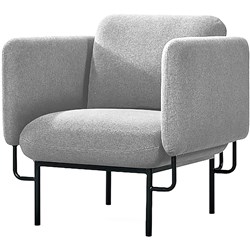FNX CAPRI LOUNGE CHAIR 1 Seater 746Wx750Dx830mmH Black Base Light Grey Seat