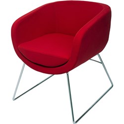 FNX SPLASH CUBE Lounge Chair Seat Red Chrome Sled Base