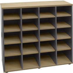 FNX PIGEON HOLE UNIT 20 Hole 1040W x 380D x 1040mmH Oak/Ironstone