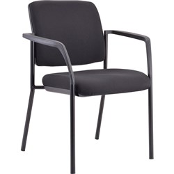 BURO LINDIS VISITORS CHAIR 4 Legs With Arms Black Fabric 130kg rated