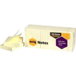 MARBIG NOTES Repositional 40x50mm Yellow  Pk12