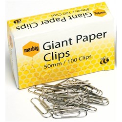 MARBIG PAPER CLIPS 50mm Giant Box100